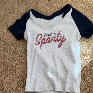 Hollister Tee - Gray with Navy Sleeves